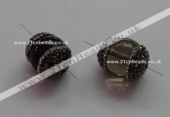 NGC7556 15*20mm egg-shaped smoky quartz connectors wholesale