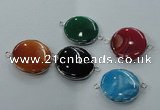 NGC77 25mm - 26mm flat round agate gemstone connectors wholesale