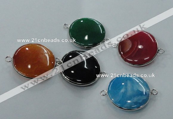 NGC77 25mm - 26mm flat round agate gemstone connectors wholesale
