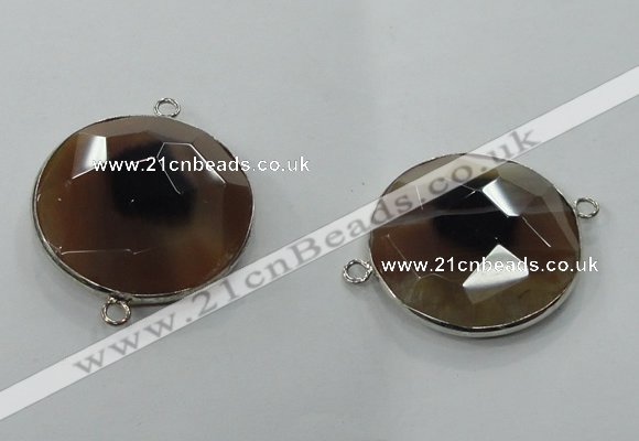 NGC82 31mm flat round agate gemstone connectors wholesale