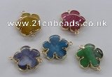 NGC856 28mm - 30mm flower agate gemstone connectors wholesale