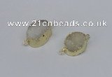 NGC858 15*20mm oval druzy agate gemstone connectors wholesale