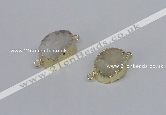 NGC858 15*20mm oval druzy agate gemstone connectors wholesale