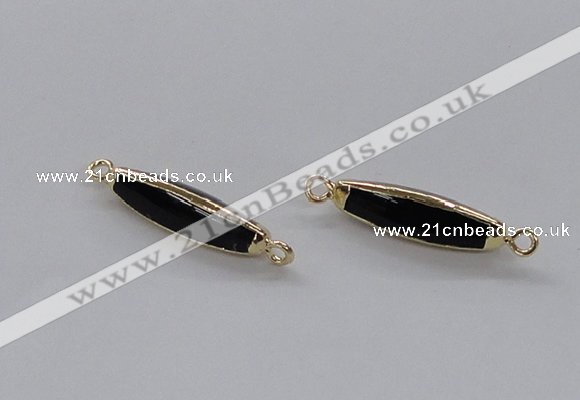 NGC859 8*30mm trihedron black agate connectors wholesale