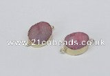 NGC860 15*20mm oval druzy agate gemstone connectors wholesale
