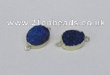 NGC864 15*20mm oval druzy agate gemstone connectors wholesale