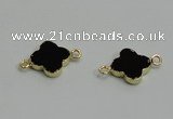 NGC870 18mm flower black agate gemstone connectors wholesale