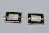 NGC872 30*40mm rectangle black agate gemstone connectors wholesale