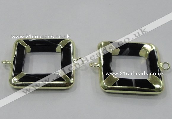 NGC885 35*35mm square black agate connectors wholesale