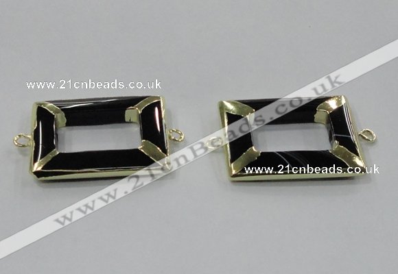 NGC886 30*40mm rectangle black agate connectors wholesale