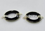 NGC888 30*40mm oval black agate connectors wholesale