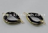 NGC889 30*40mm teardrop black agate connectors wholesale