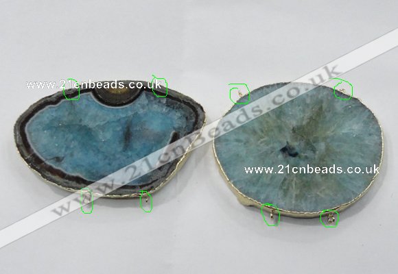 NGC906 60*70mm - 75*85mm freeform druzy agate connectors