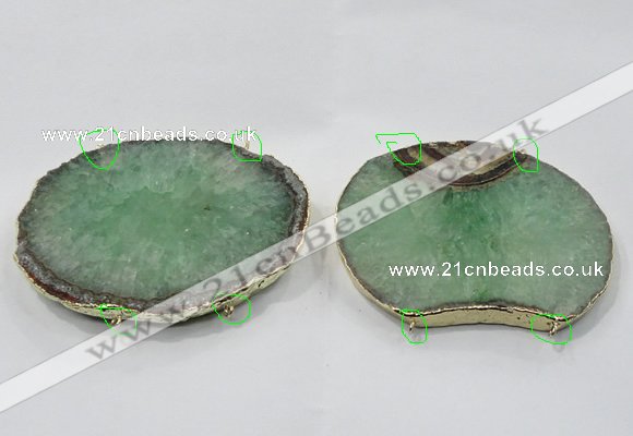 NGC907 60*70mm - 75*85mm freeform druzy agate connectors