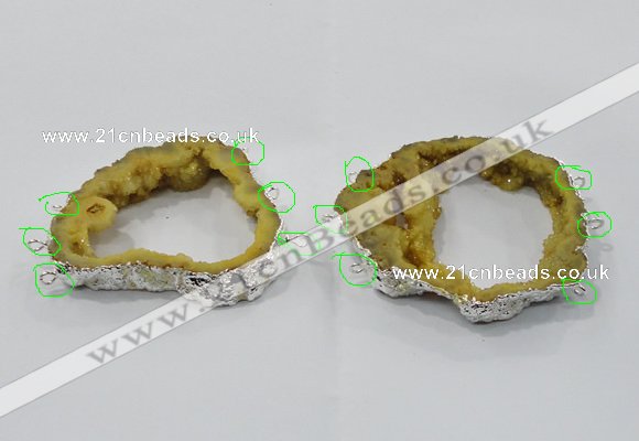 NGC911 40*60mm - 65*80mm freeform druzy agate connectors