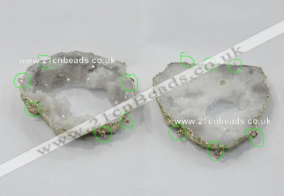 NGC920 40*60mm - 65*80mm freeform druzy agate connectors