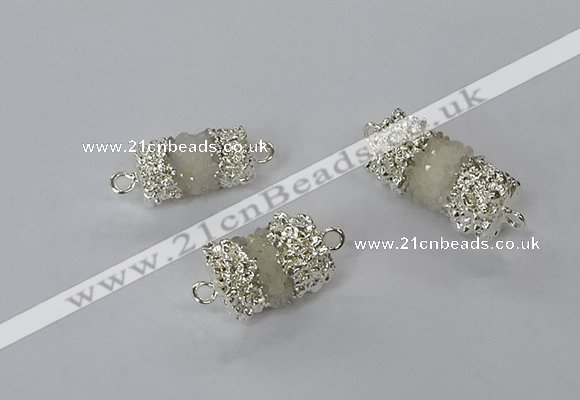 NGC957 10*14mm - 12*22mm tube druzy quartz connectors wholesale