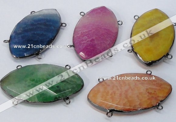 NGC967 30*55mm faceted marquise agate connectors wholesale