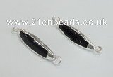 NGC988 8*30mm trihedron black agate gemstone connectors wholesale