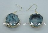 NGE07 20*25mm - 25*30mm freeform plated druzy agate earrings