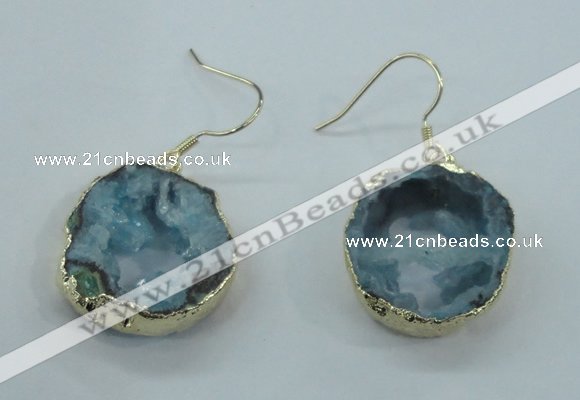 NGE07 20*25mm - 25*30mm freeform plated druzy agate earrings