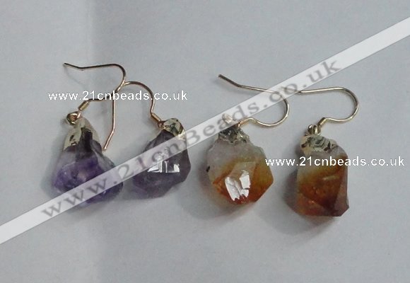 NGE10 13*18mm - 15*20mm nuggets amethyst & citrine earrings wholesale