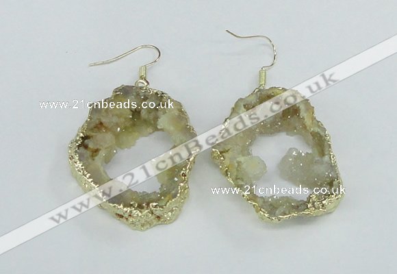 NGE103 30*35mm - 35*40mm freeform druzy agate gemstone earrings