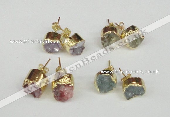 NGE105 8mm - 10mm freeform druzy agate gemstone earrings wholesale