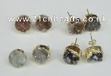 NGE106 12mm - 14mm freeform druzy agate gemstone earrings wholesale