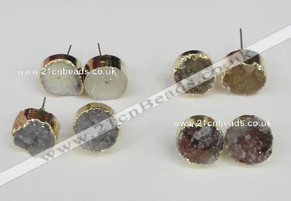 NGE107 14mm - 16mm freeform druzy agate gemstone earrings wholesale