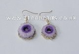 NGE122 8*12mm - 12*16mm freeform druzy agate gemstone earrings