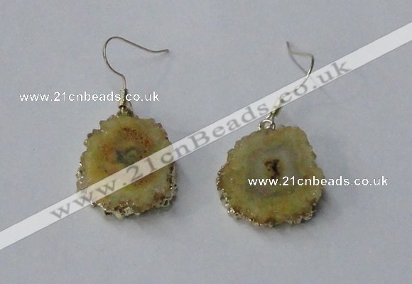 NGE129 18*20mm - 20*25mm freeform druzy agate gemstone earrings