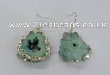 NGE133 18*20mm - 20*25mm freeform druzy agate gemstone earrings