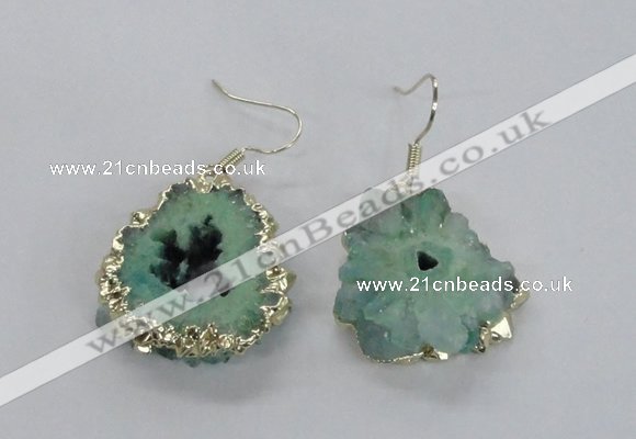 NGE133 18*20mm - 20*25mm freeform druzy agate gemstone earrings