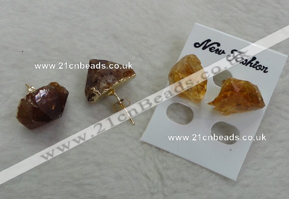 NGE135 12*14mm - 13*18mm nuggets citrine gemstone earrings