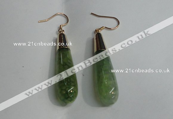 NGE16 10*40mm teardrop agate gemstone earrings wholesale