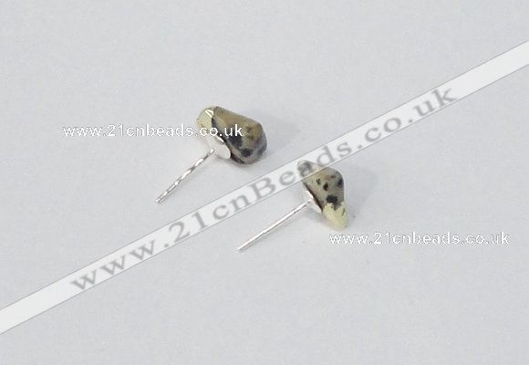 NGE162 4*6mm – 5*8mm freeform dalmatian jasper earrings