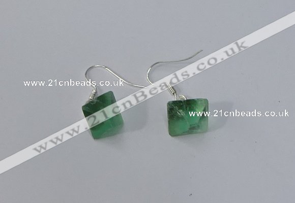 NGE176 8*10mm - 10*12mm faceted nuggets fluorite gemstone earrings