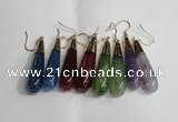 NGE18 10*40mm teardrop mixed agate gemstone earrings wholesale