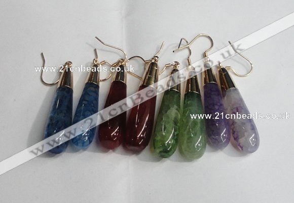 NGE18 10*40mm teardrop mixed agate gemstone earrings wholesale