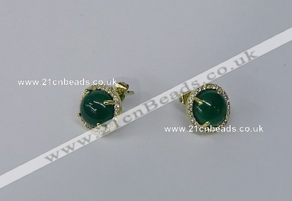 NGE180 10mm flat round agate gemstone earrings wholesale