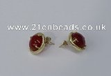 NGE183 12mm flat round agate gemstone earrings wholesale