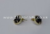 NGE186 12mm flat round agate gemstone earrings wholesale