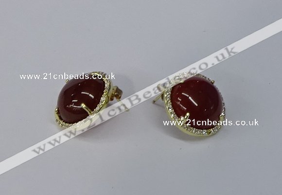 NGE188 15mm flat round agate gemstone earrings wholesale