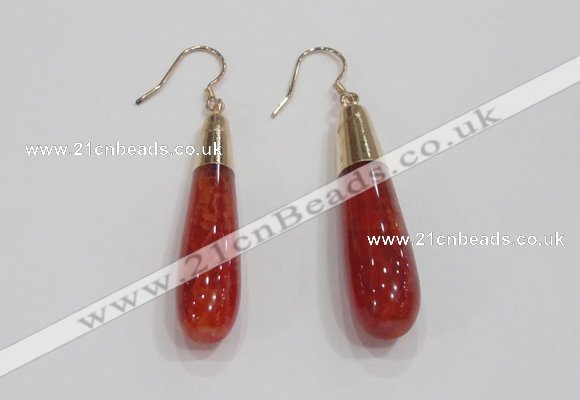 NGE19 10*40mm teardrop agate gemstone earrings wholesale