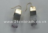 NGE20 10*25mm - 10*30mm freeform druzy amethyst earrings wholesale