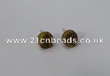 NGE216 8mm coin druzy agate gemstone earrings wholesale