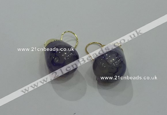 NGE235 15*20mm teardrop agate gemstone earrings wholesale