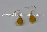 NGE243 10*12mm teardrop druzy agate gemstone earrings wholesale