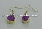 NGE244 10*12mm teardrop druzy agate gemstone earrings wholesale